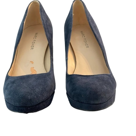 Marc Fisher Sydney Blue Suede Platform Heels - Size 7M - Picture 11 of 15